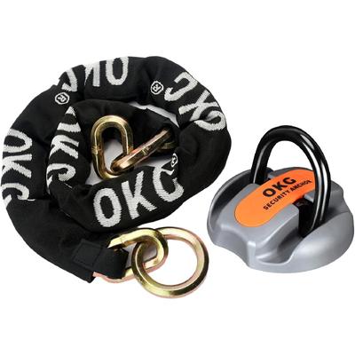 Охранный наземный якорь - 9/16 дюйма; (14мм) Толстая закаленная комбинированная скоба с поворотным замком, 5 футов x 1/2 дюйма (12мм) Толстая максимальная сверхпрочная охранная цепь для