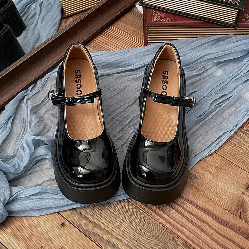 Модные белые французские туфли на высоком каблуке, женские кожаные туфли на платформе с круглым носком, новинка 2025 года, французские туфли Мэри Джейн