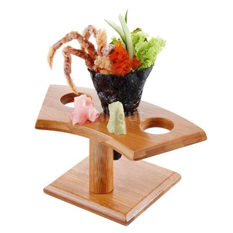 Bamboo and Wood Hand Roll Holder Porphyra Roll Sushi Rack Sushi Container Japanese Sushi Rack Wooden Tableware Ice Cream Rack