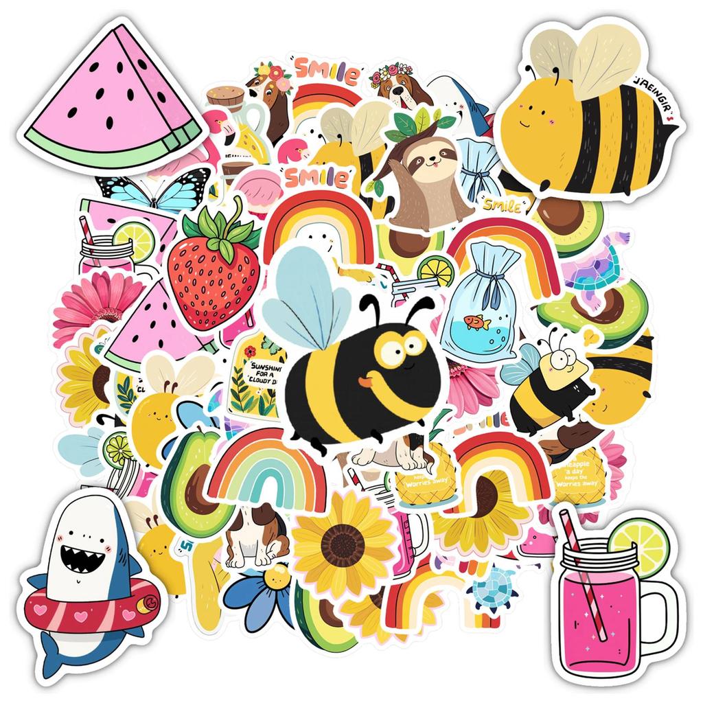 35pcs Cute Nature Stickers Cartoon Tropical Stationery Stickers Funny Stickers For Laptop Motorcycle Luggage Phone Notebook