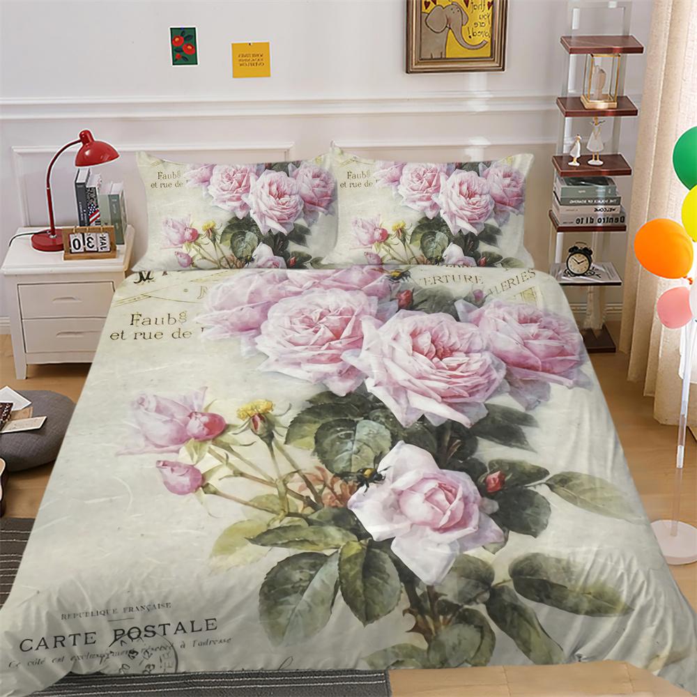 Комплект пододеяльников с 3D принтом цветов, постельное белье, двойной размер, полиэстеровые покрывала, модное домашнее постельное белье
