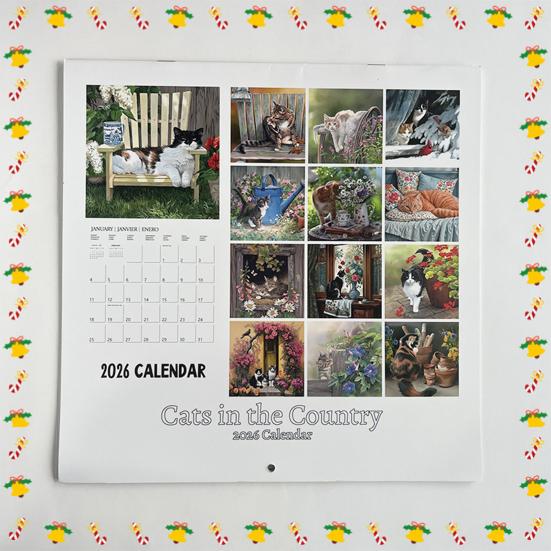 Кошки в деревне 2026 Календарь 12 месяцев с января по декабрь Ежемесячный Еженедельный Планировщик
