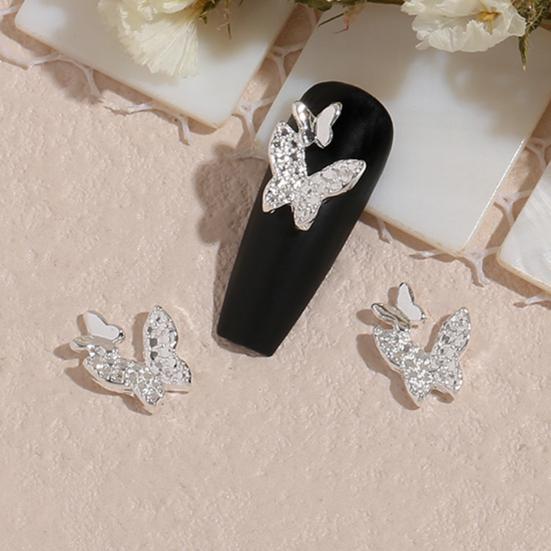 20Pcs Nail Ornaments Creative Shape Fade-Resistant Alloy Unique Butterfly Nail Charms Shiny Manicures Decor Birthday Gift