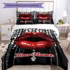 3PC Custom Name Glamorous Glitter Lips Bedding Set Printed Bedding Set Duvet Cover Closure Includes 1 Duvet Cover & 2 Pillowcases for All Seasons Bedr