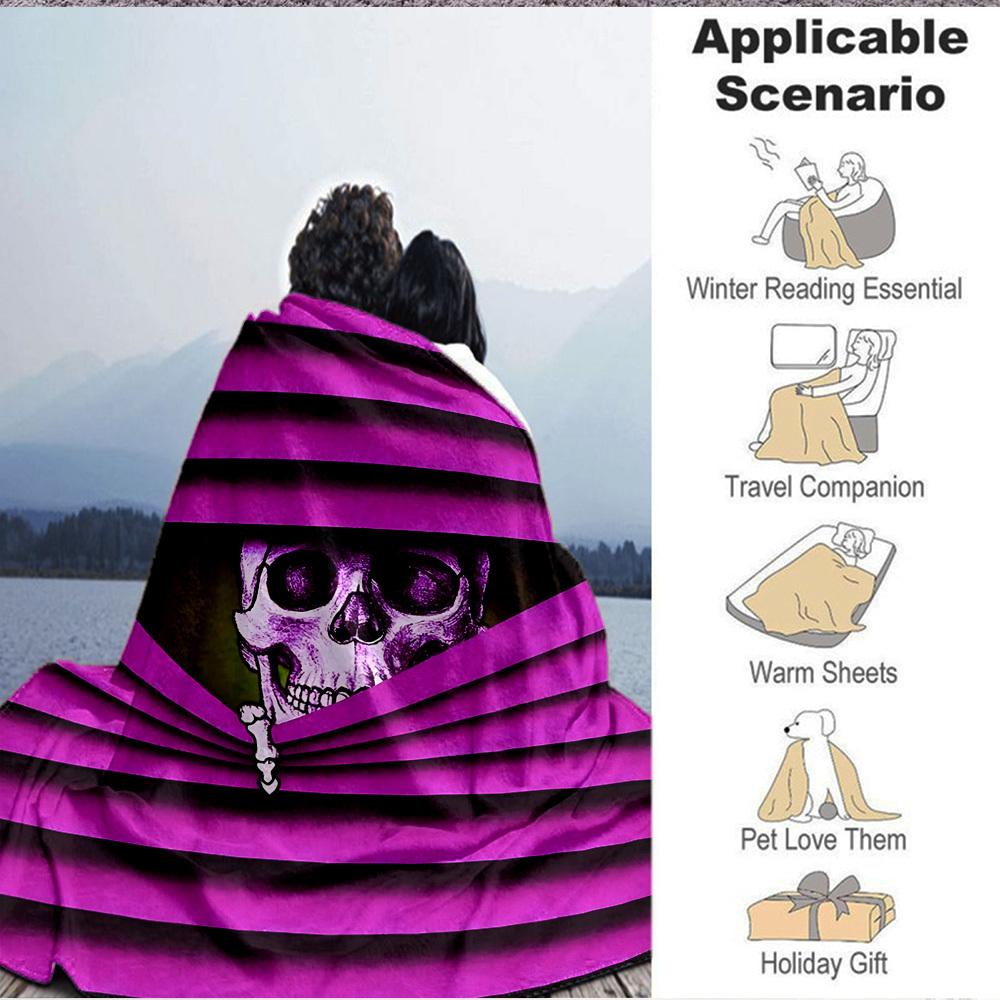 1pc Skull, Bone Blanket, Lightweight Flannel Throw For Sofa, Bed, Travel, Camping, Livingroom, Office, Couch, Chair