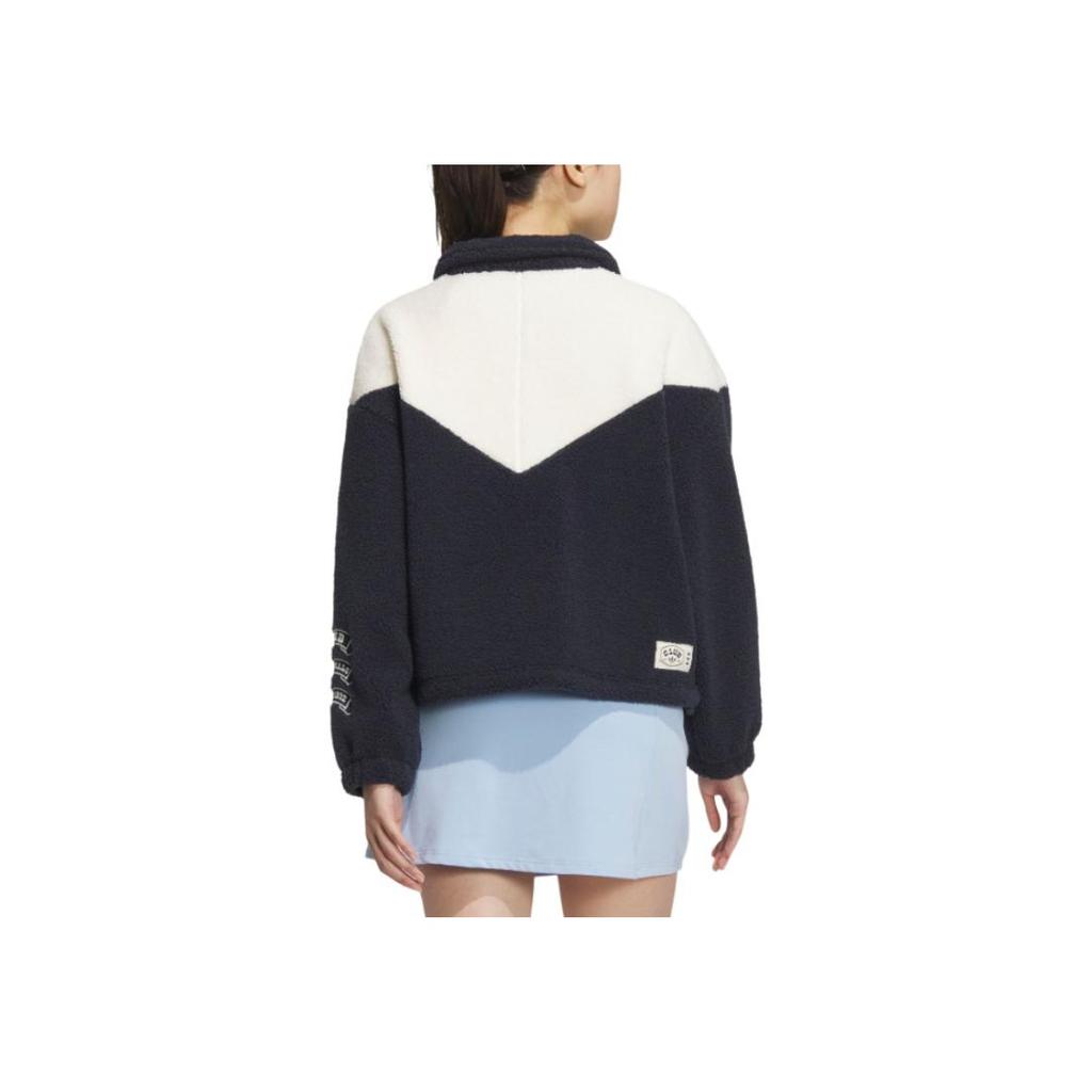 adidas Коллекция Originals Collegiate Осень-Зима 24 Модная спортивная куртка с цветными блоками и воротником-стойкой в стиле ретро, женская куртка темно-синего и белого цвета JD6369