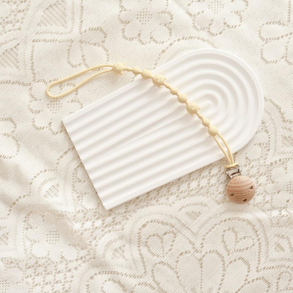 Solid Color Silicone Pacifier Chain Clips Baby Boys Girls Pacifier Gum Chain Bite Music Teeth Grinding Stick Toy Anti Loss Rope