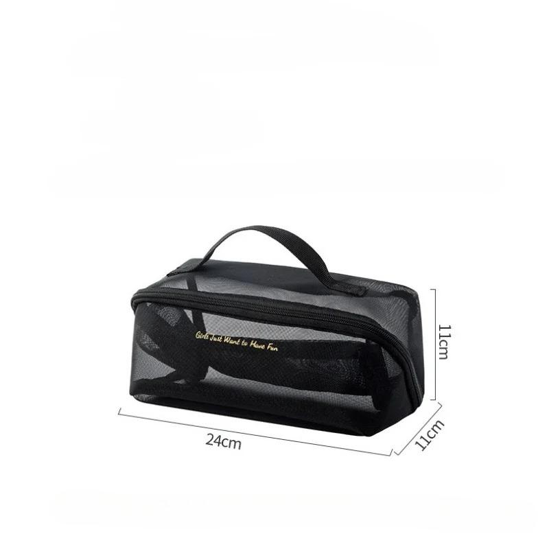 Новая сетчатая косметичка большой вместимости, прозрачная сумка для мытья, дорожные косметички, женская ручная косметичка, дорожная косметичка