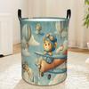 1pc of Foldable Storage Basket Featuring a Flying Bear Aviators Scene, Ideal for Laundry Storage, Laundry Baskets