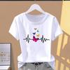(Asian Size)  Print Casual Sweet Love Trend Style Women's Top Short Sleeve T-shirts Fashion Female T Clothing  Graphic Tee