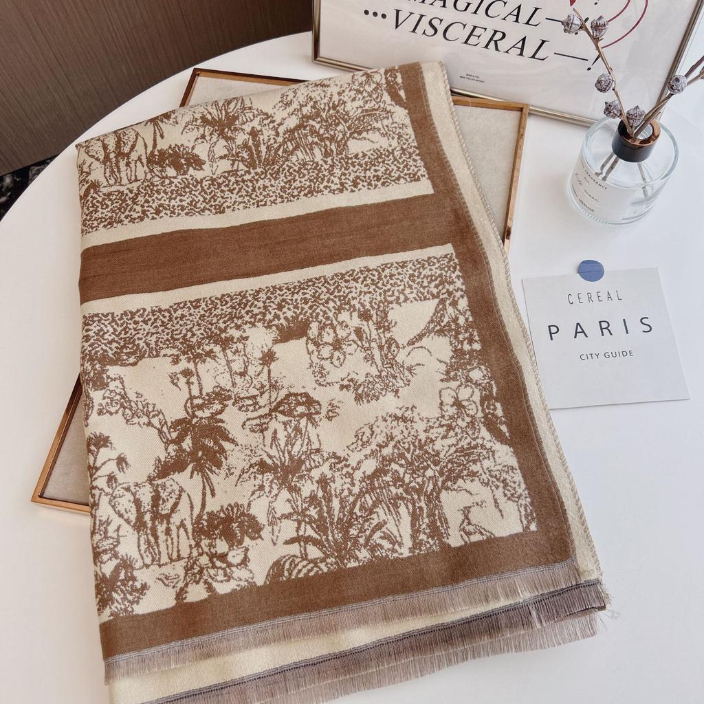 Scarf Women'S Autumn And Winter New Item Cashmere Blend Double-Sided Color Warm Shawl Thick Long Scarf High-End Sense Fashionable And Versatile