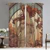 Mucha Home Interior Шторы для камеры Оконные шторы для комнаты 2 Панельные перегородки Украшения на Хэллоуин Оттенки Гостиная Кухня