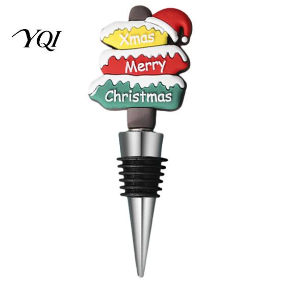 Holiday Wine Accessories Christmas Bottle Stopper, Stainless Steel Reusable Cork, Decorative PVC Cartoon Table Decorations Toppers Design, Airtight