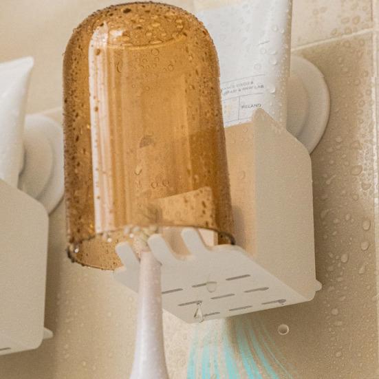 Настенный держатель зубных щеток с двойным зажимом Без перфоратора Вентилируемый дренажный влагостойкий держатель зубных щеток