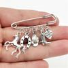 Vintage Silver Color Horse Horseshoe Cowboy Boots Cowboy Hat Pendant Pin Brooch Creative Jewelry Gifts