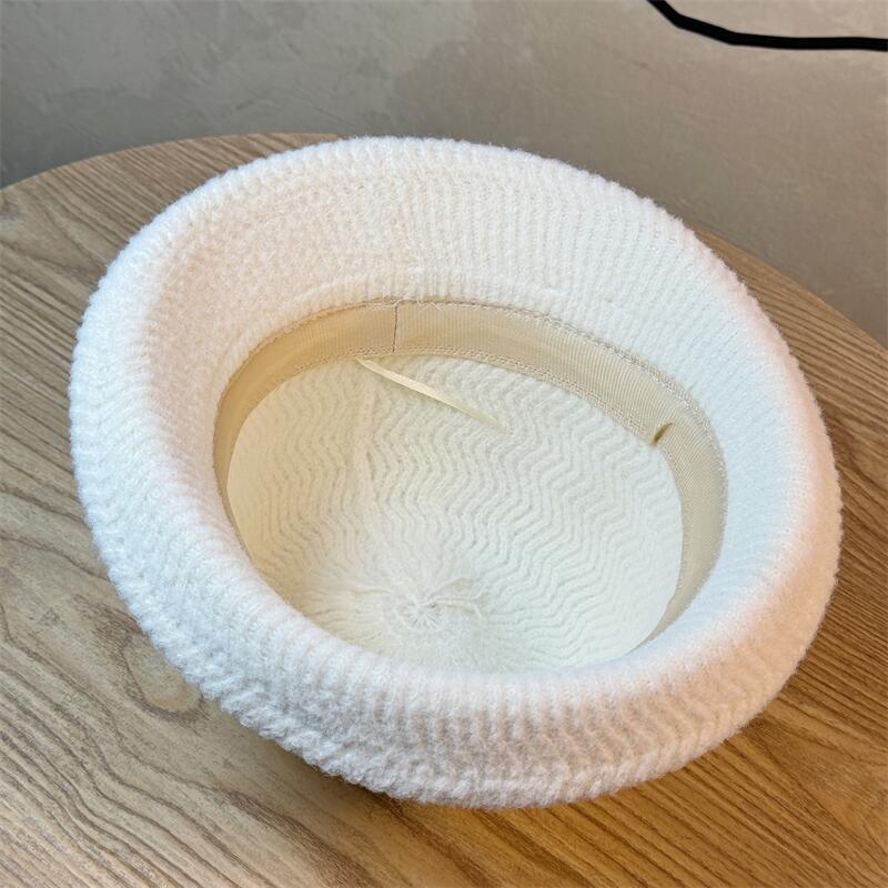 New Elegant Curling Top Hat Women's Foldable Basin Hat Bucket Hat Autumn and Winter Warm Hat