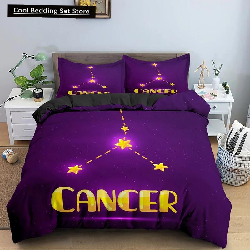Constellation King Queen Duvet Cover Astrological Bedding Set for Kids Teens Adults Psychedelic Tarot Astrology Soft Quilt Cover