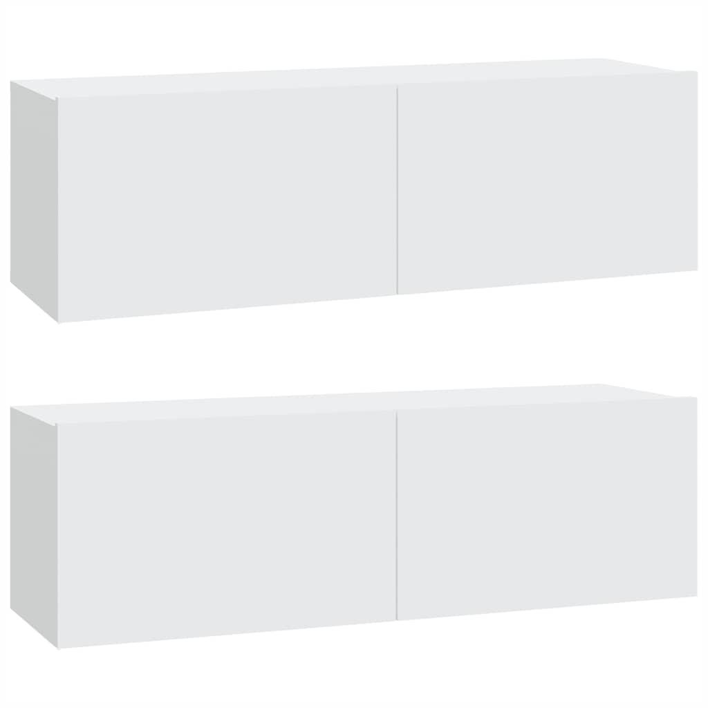 Vidaxl Szafki Ścienne Pod Tv, 2 Szt., Białe, 100X30X30 Cm