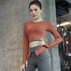 Женский топ для йоги с длинным рукавом, быстросохнущий - Color Block, Ощущение второй кожи, Облегающий, для летнего бега и тренировок