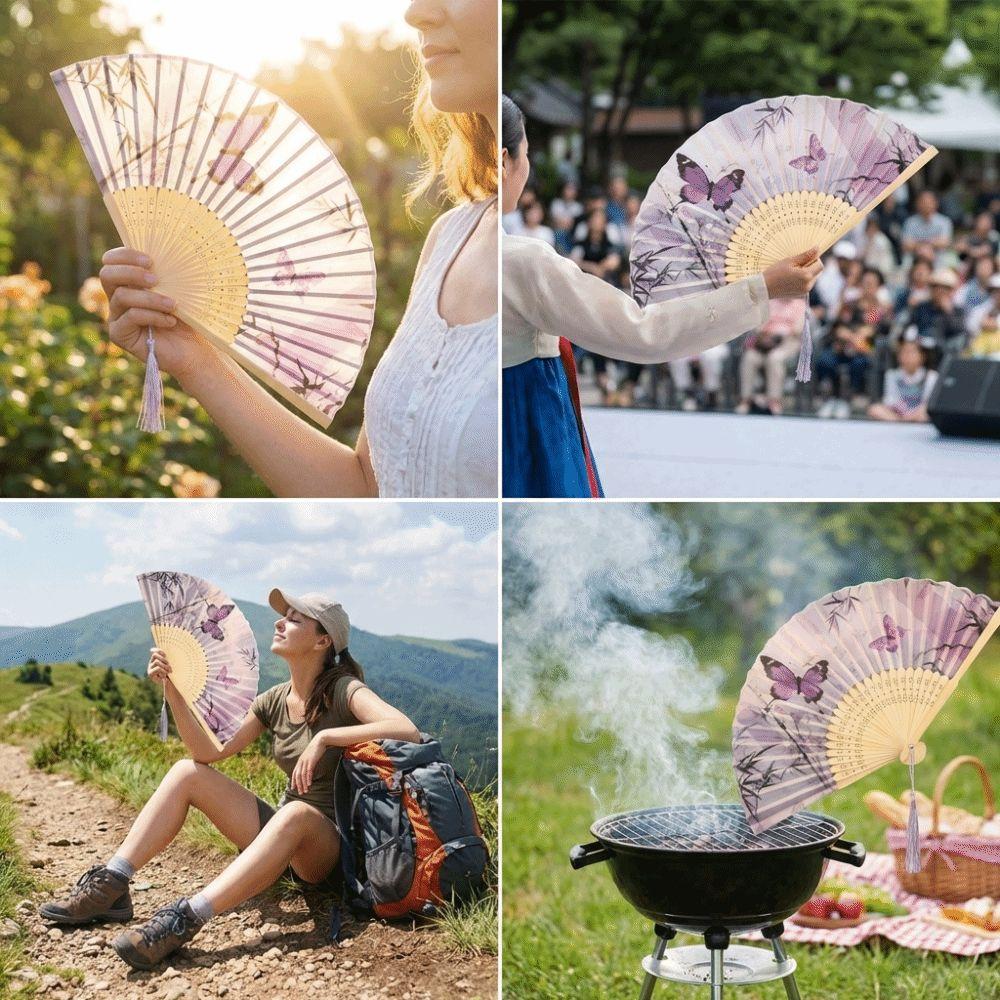 Handmade Retro Bamboo Fan Chinese Style Handheld Fan Portable Decorative Fan Party Props