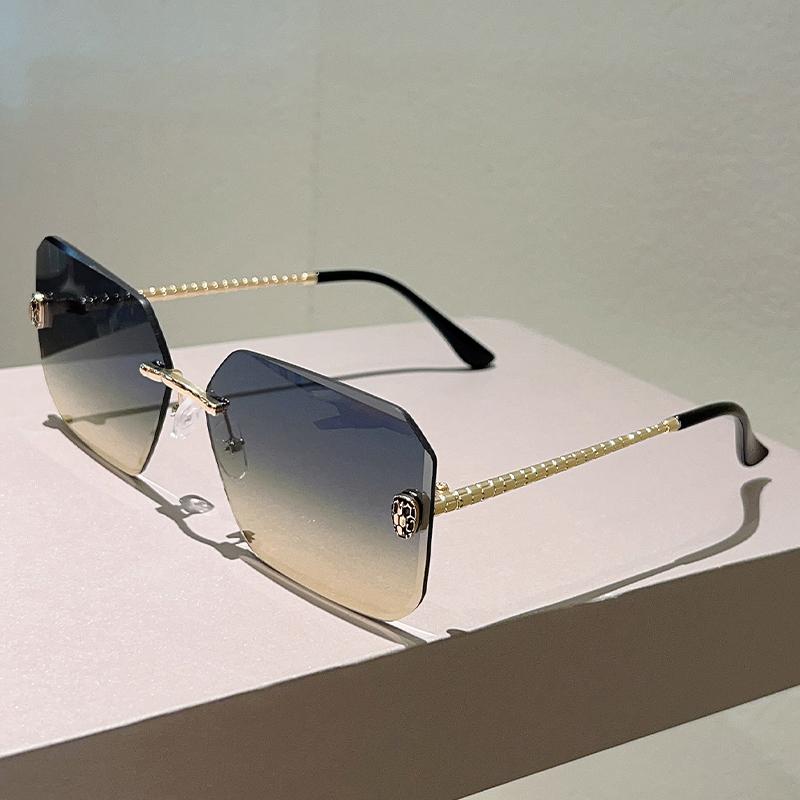 Квадратные солнцезащитные очки без оправы Новинка Модные Градиентные Повседневные Солнцезащитные очки Женские Трендовый Дизайн Роскошного Бренда Декор Оттенки