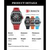 Curren 8438 Роскошные Мужские Кварцевые Наручные Часы с Силиконовым Ремешком, Водонепроницаемые, Квадратные, Спортивные, С Функцией Календаря