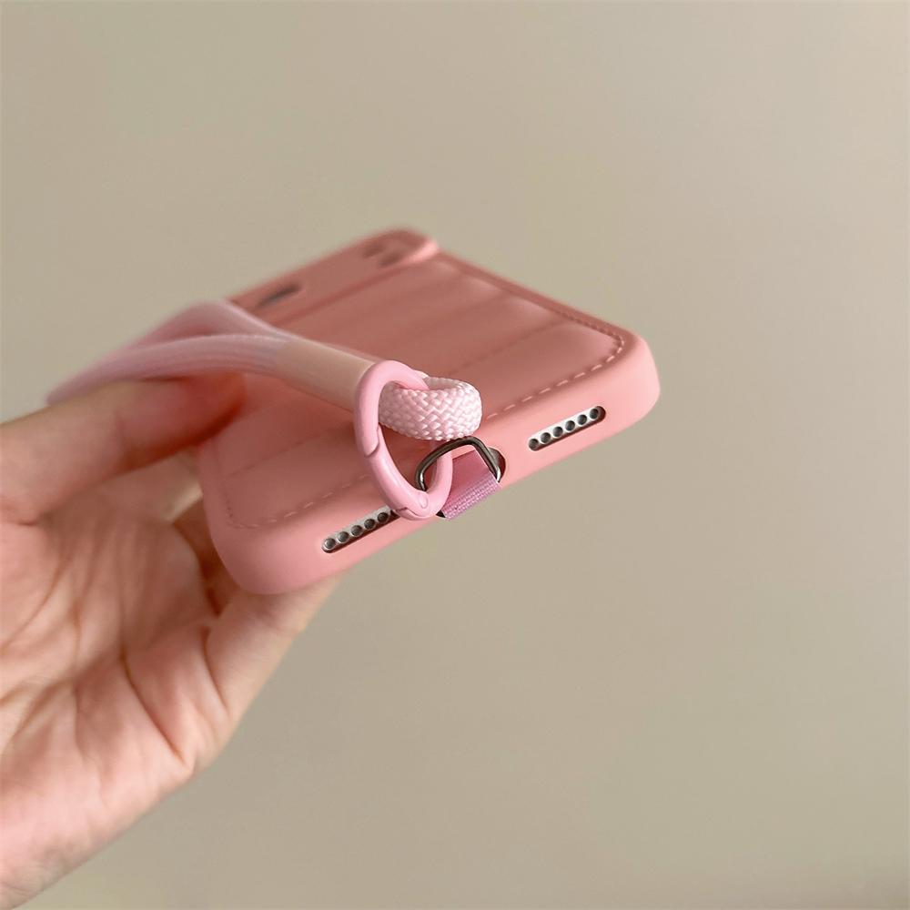 Мягкий пуховик Силиконовый чехол для iPhone 17 16 15 14 13 12 11 Pro Max Plus Air Противоударный Защита камеры Ремешок на запястье Чехол