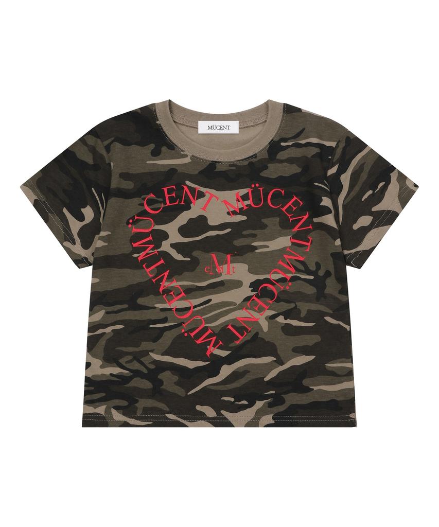 MUCENT Miloti Heart Lettering Logo Camo Short Sleeve T-Shirt Unisex