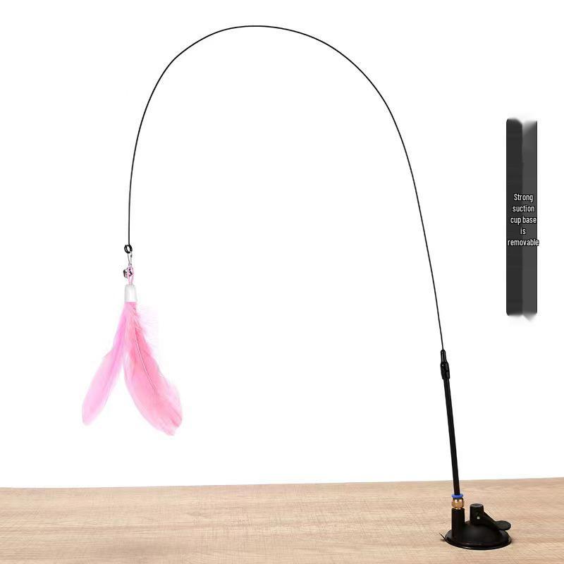 Игрушечные игрушки: Прочная присоска с длинным стержнем, пером и проволокой, устойчивой к укусам, для самостоятельного развлечения