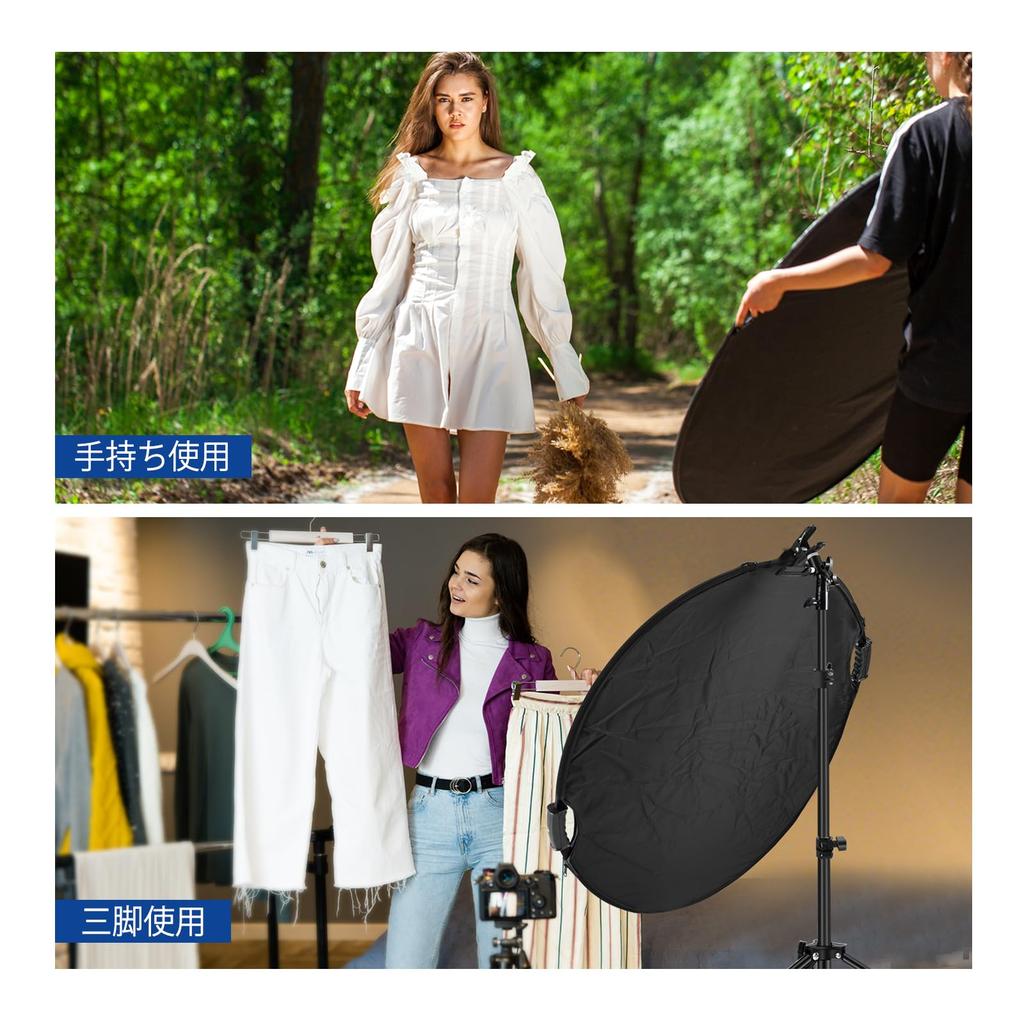 NEEWER 110cm 5in1 Round Reflector Photography Reflector with Grip Screw Foldable Suitable for Studio Outdoor Product Portrait Photography Clamp/Hand