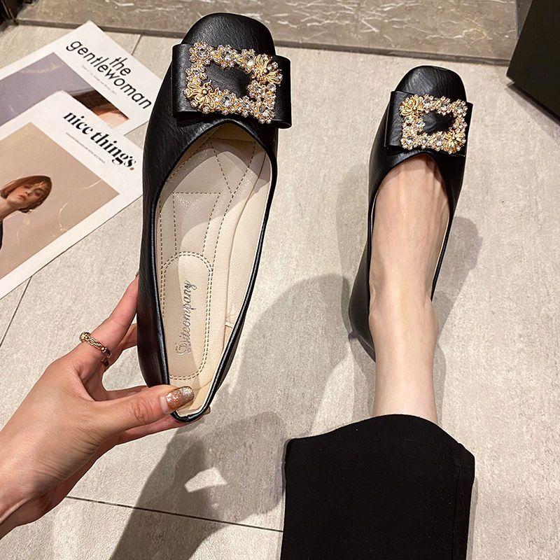 Женские туфли на плоской подошве с квадратным носком и стразами для женщин. Мокасины с бриллиантами. Элегантные вечерние каникулы по акции. Весна, EL