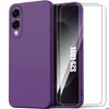 Protective Case - BOOLING - for Samsung Galaxy S25 Edge - Liquid Silicone - Ultra Slim - Dark Purple - with 2 Tempered Glasses