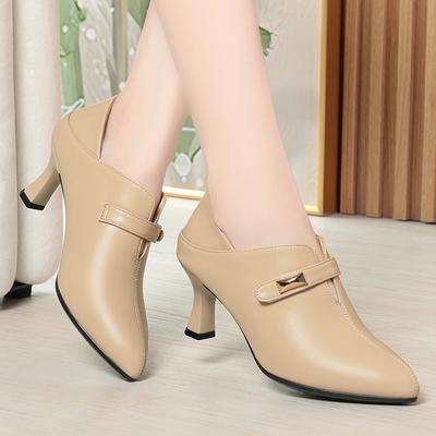 Весенние и осенние мягкие кожаные удобные туфли на низком каблуке с неглубоким носком, модные туфли-шпильки с глубоким носком, женские кожаные туфли