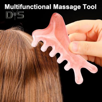 Массажер для кожи головы 4-в-1, расческа с широкими зубьями, смоляной инструмент Гуаша для терапии головы и лица, акупрессура и стимуляция меридианов