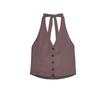Hanging Collar Bowknot Decoration Vest 2010809 Vertical Fabric Mid Waist Wide Leg Casual Trousers 8338504