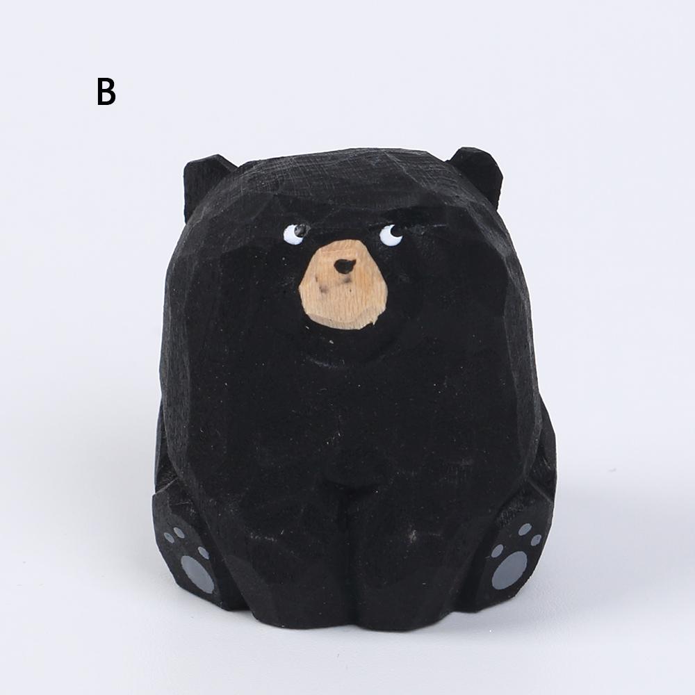 Мини Деревянная Фигурка Медведя Ручной Работы Миниатюрная Фигурка Белого Медведя Животное Фигурки Офис Домашний Декор Искусство Резьба Работа