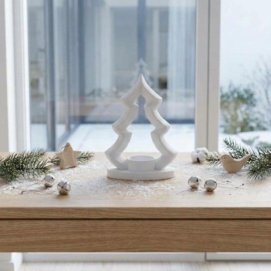 Настольное украшение для дома, подсвечник для рождественской елки, 3D-печатная подставка для чайной свечи, деревенская полая металлическая композиция на обеденный стол в стиле кантри для