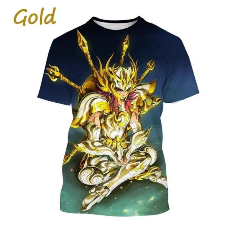 Футболка Saint Seiya с 3D-принтом для мужчин и женщин, круглый вырез, повседневные топы с короткими рукавами, свободные футболки, аниме-футболка