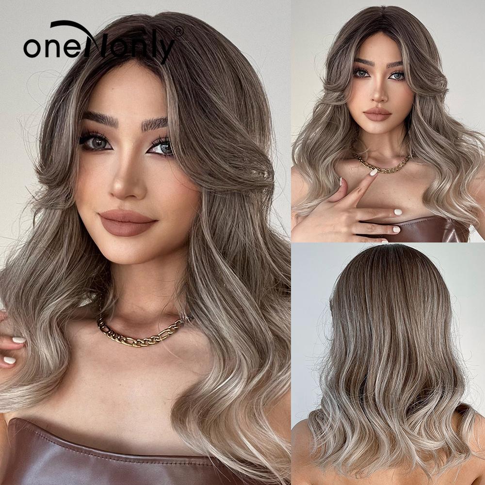 oneNonly Short Pink Wig Natural Wigs for Women Medium Wavy Synthetic Wig Party Heat Resistant Hair