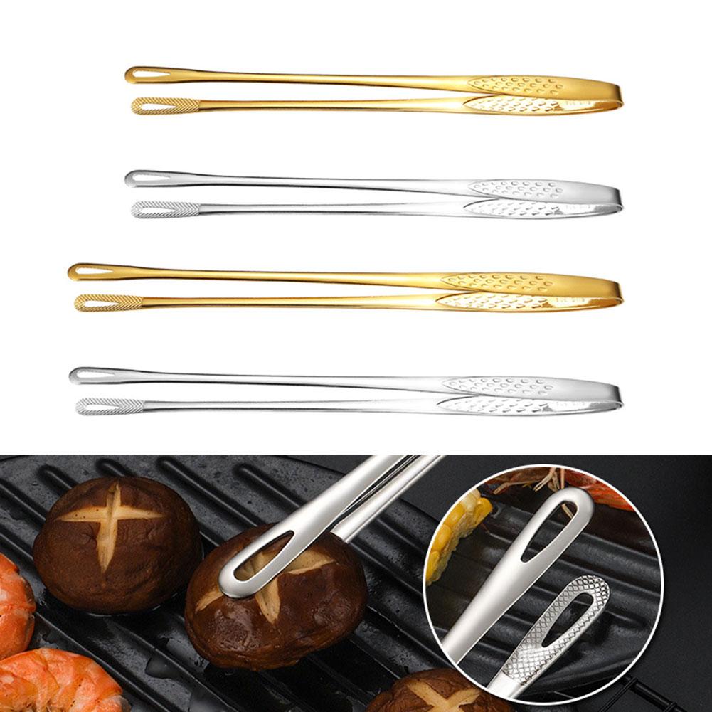2Pcs Clamp Stainless Steel 9/12inch Kitchen Straight Grill Tweezers BBQ Food Tongs Tools For Flipping Meats Gripping Vegetable