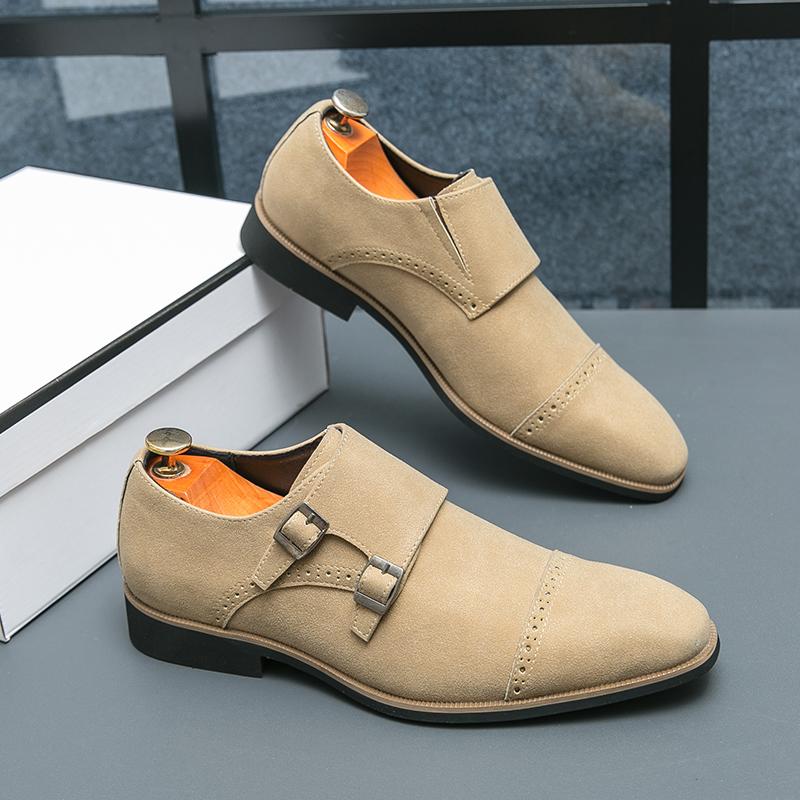 2024Luxury Brand Men Genuine Leather Shoes Suede Stylish Designer Low Heel Loafers Shoes Classi Casual Suede Business Dress Shoe