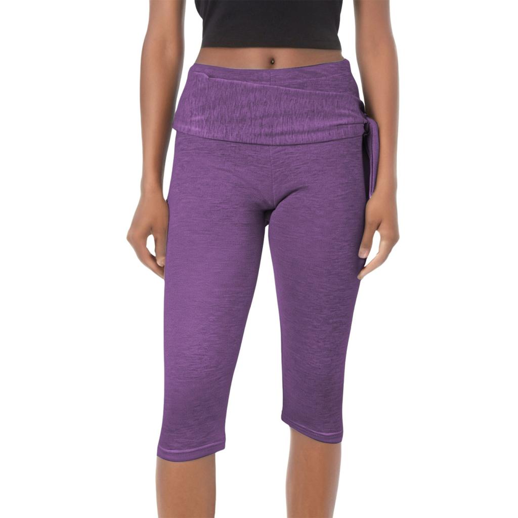 Женские облегающие брюки с низкой посадкой, эластичным поясом и двумя укороченными леггинсами, повседневные штаны для йоги с подъемом бедер