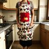 Холщовый фартук с множеством карманов Фартук для сбора яиц для фермы и дома Регулируемая талия Веселый принт с петухом Универсальный фартук для садоводства и кулинарии