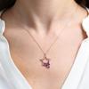 Amethyst Baguette Stone Star Reflection Rose Color Silver Necklace