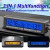 Electronic Car Clock 3 In 1 Car Digital Clock Temperature Voltage Meter Display Inside Outside Temperature Voltage Time with Socket