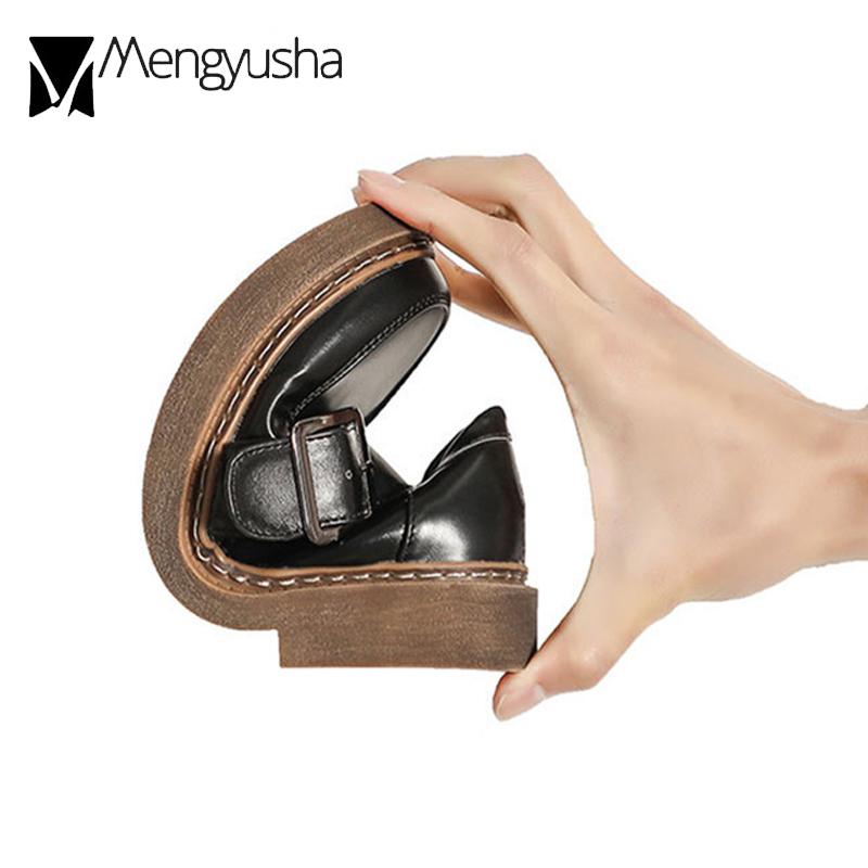 Мода 2024 года, женские туфли-оксфорды в стиле ретро, женские туфли-лоферы с металлической пряжкой, черные/коричневые кожаные туфли на плоской подошве, женские кроссовки на низком каблуке и платформе, мокасины