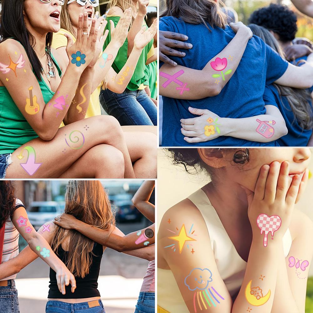10 листов Y2K Small Elements Tattoo Stickers для рук, тела, рук, временные водонепроницаемые татуировки, детские принадлежности для праздников и вечеринок