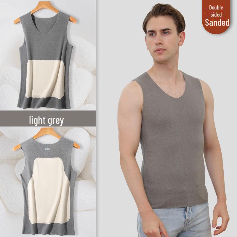 Мужской бесшовный шелковый жилет: Теплый, на бархатной подкладке, с подогревом сзади, облегающий крой, большой размер, идеально подходит для осени и зимы.