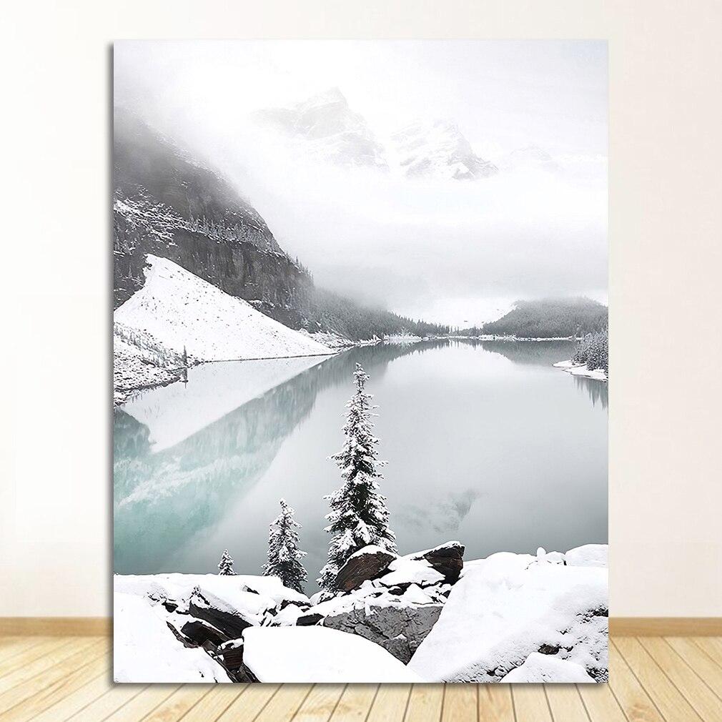 Лесной Олень Кедр Зима Снег Лес Настенное Искусство Холст Живопись Скандинавские Постеры и Настенные Картины Гостиная Дом Декор