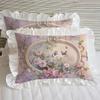 Princess Purple Countryside Flower Pillowcase Pair Set Double Layer Lace Pillow Core Cover Pillow Cover